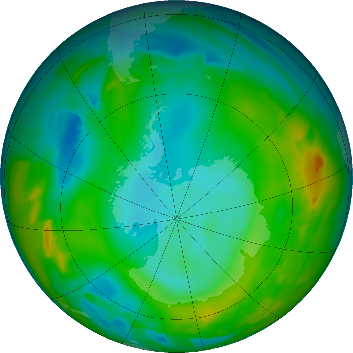 Antarctic ozone map for 08 July 2012